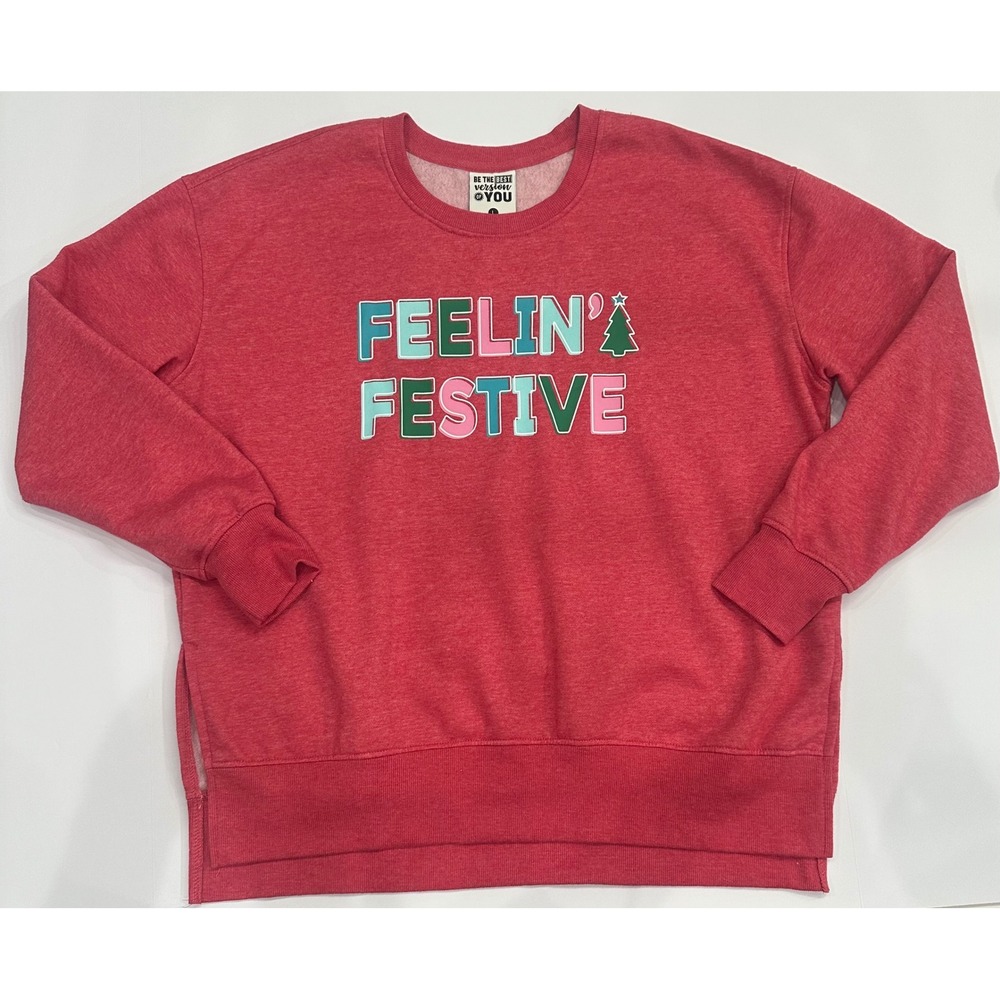 Be The Best Version Of You Feelin Festive Christmas Sweatshirt Red Women L